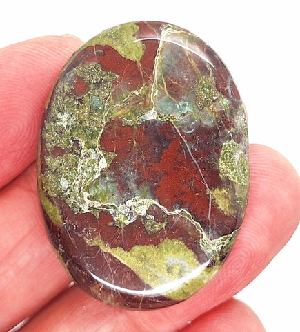 40x30mm Dragon Blood Jasper Flat Back Oval Gemstone Cabochon S2204G