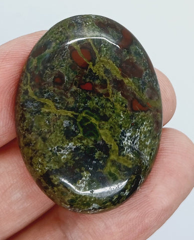 40x30mm Dragon Blood Jasper Flat Back Oval Gemstone Cabochon S2204H