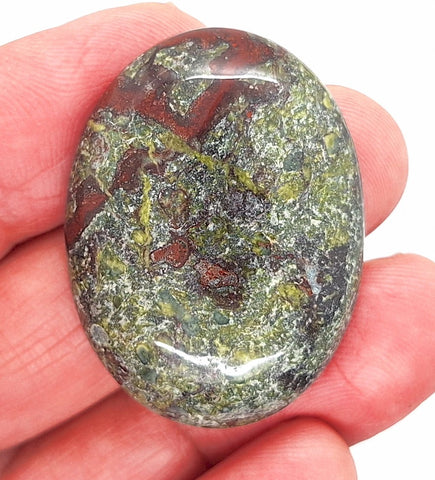 40x30mm Dragon Blood Jasper Flat Back Oval Gemstone Cabochon S2204M