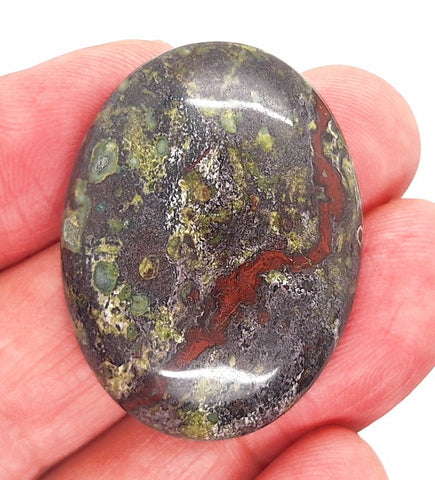 40x30mm Dragon Blood Jasper Flat Back Oval Gemstone Cabochon S2204N