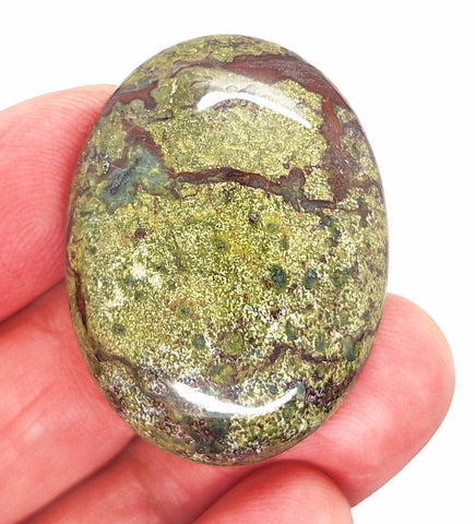 40x30mm Dragon Blood Jasper Flat Back Oval Gemstone Cabochon S2204P