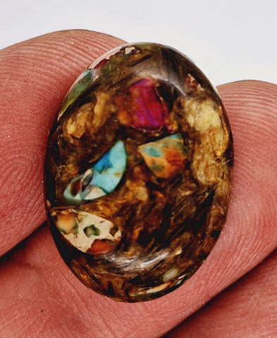 25x18mm Mixed color Copper Matrix Collage Cabochon Oval Flat Back Stone S2206A