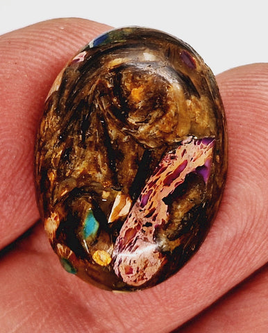 25x18mm Mixed color Copper Matrix Collage Cabochon Oval Flat Back Stone S2206B