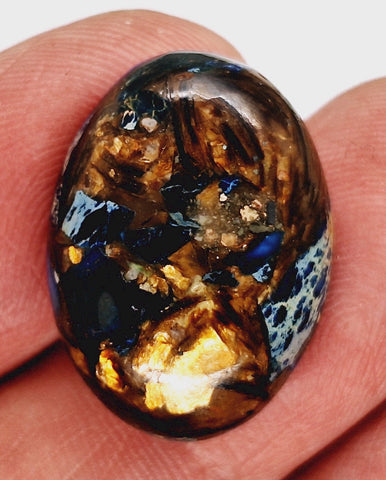 25x18mm Mixed color Copper Matrix Collage Cabochon Oval Flat Back Stone S2206C