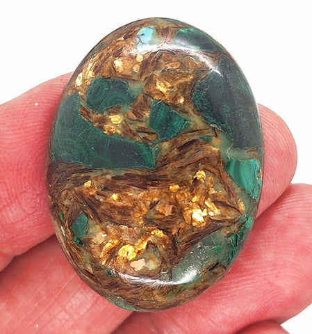 40x30mm Green Matrix Collage Cabochon Stone Flat back oval loose CAB S2212C