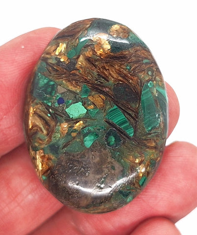 40x30mm Green Matrix Collage Cabochon Stone Flat back oval loose CAB S2212E