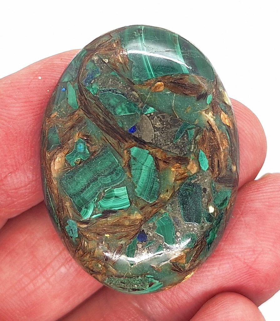 40x30mm Green Matrix Collage Cabochon Stone Flat back oval loose CAB S2212G