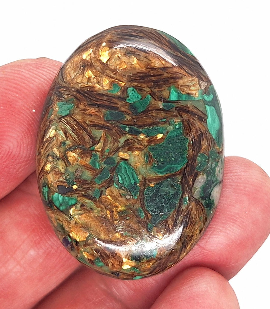 40x30mm Green Matrix Collage Cabochon Stone Flat back oval loose CAB S2212H