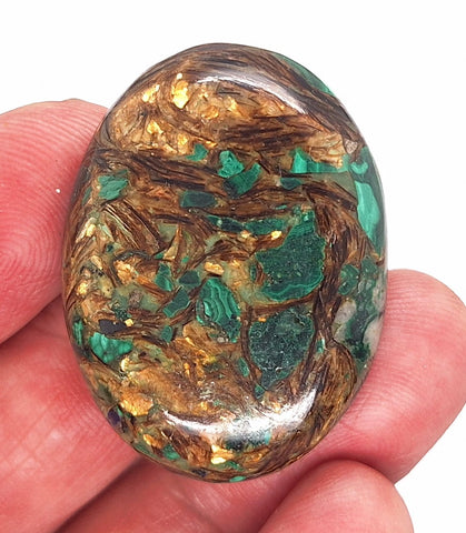 40x30mm Green Matrix Collage Cabochon Stone Flat back oval loose CAB S2212H