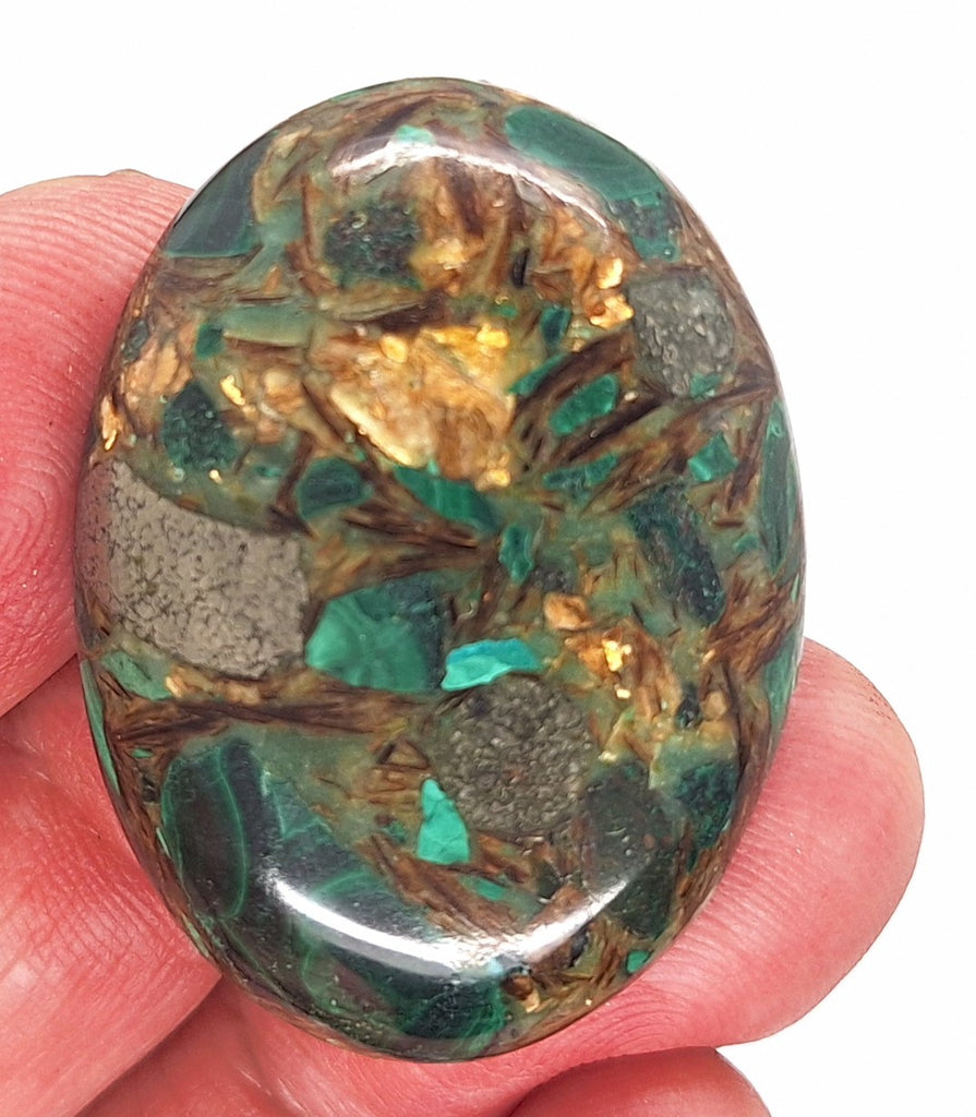 40x30mm Green Matrix Collage Cabochon Stone Flat back oval loose CAB S2212i