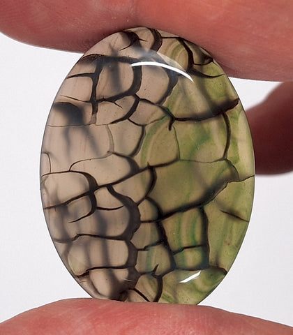 40x30mm Mossy Green Blue Dragon Vein Agate Cabochon Flat Back Oval S2214C