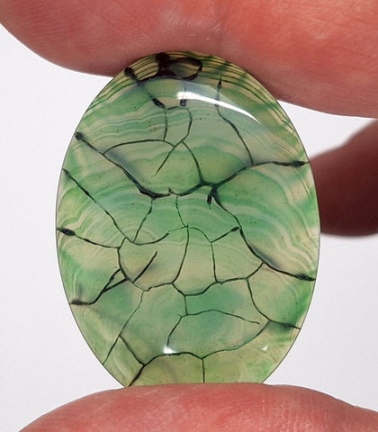 40x30mm Mossy Green Blue Dragon Vein Agate Cabochon Flat Back Oval S2214E