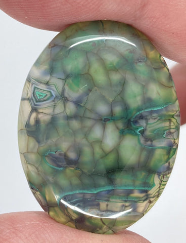 40x30mm Mossy Green Blue Dragon Vein Agate Cabochon Flat Back Oval S2214E