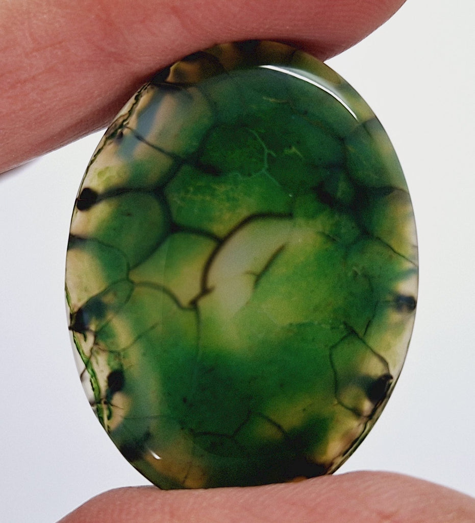 40x30mm Mossy Green Blue Dragon Vein Agate Cabochon Flat Back Oval S2214F