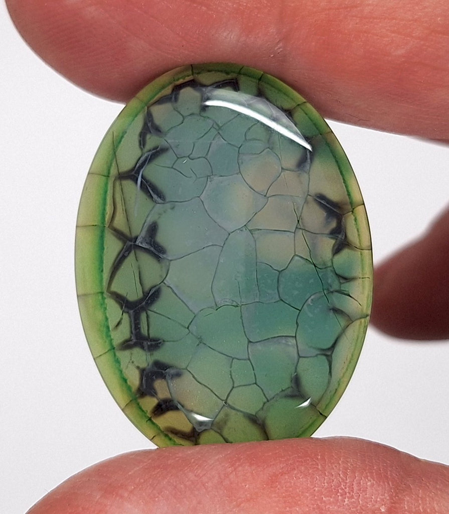 40x30mm Mossy Green Blue Dragon Vein Agate Cabochon Flat Back Oval S2214G
