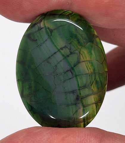 40x30mm Mossy Green Blue Dragon Vein Agate Cabochon Flat Back Oval S2214H