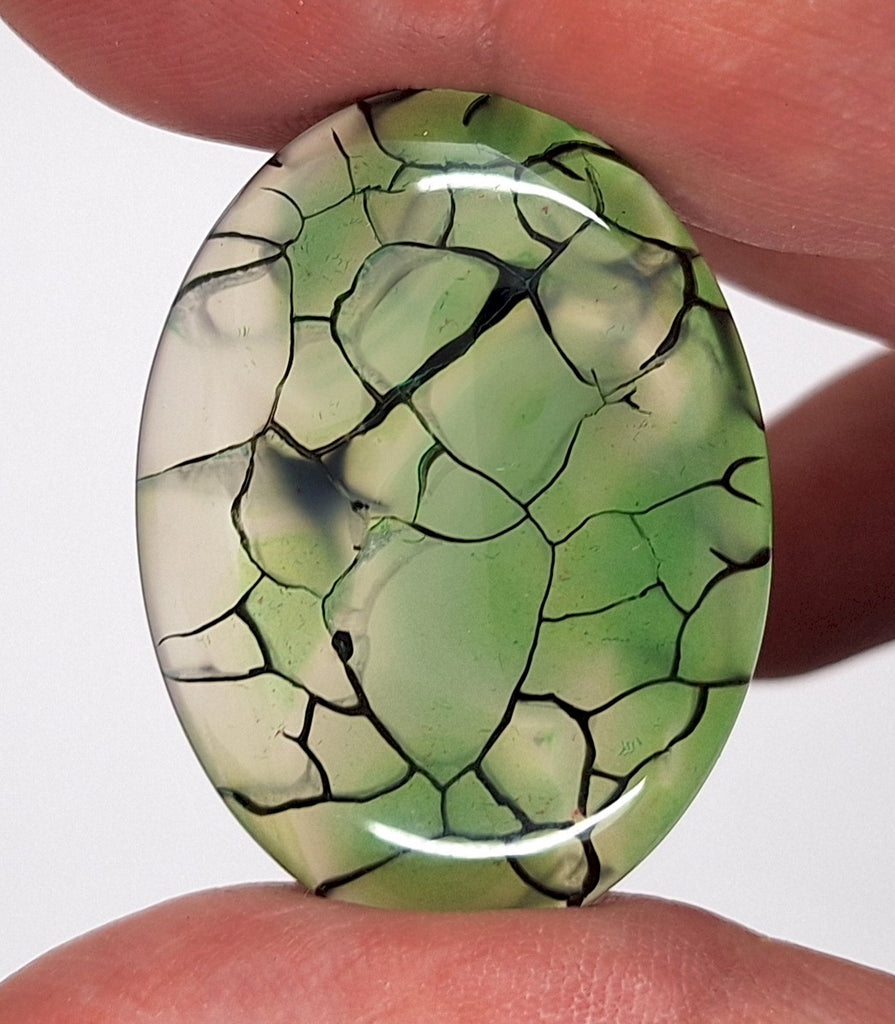 40x30mm Mossy Green Blue Dragon Vein Agate Cabochon Flat Back Oval S2214K