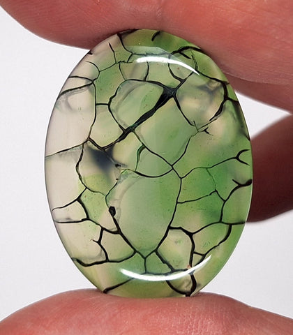40x30mm Mossy Green Blue Dragon Vein Agate Cabochon Flat Back Oval S2214K