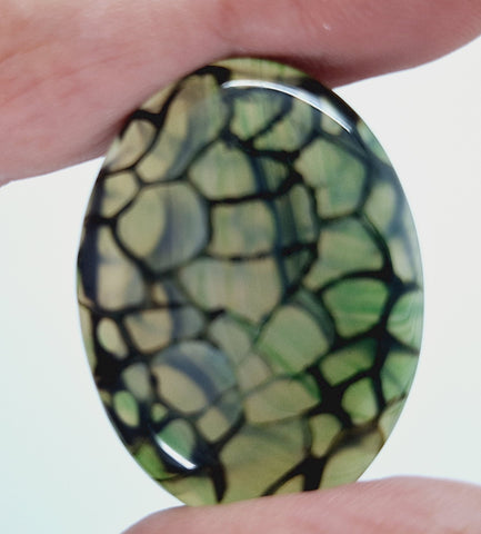 40x30mm Mossy Green Blue Dragon Vein Agate Cabochon Flat Back Oval S2214K