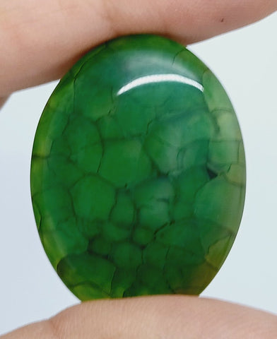 40x30mm Mossy Green Blue Dragon Vein Agate Cabochon Flat Back Oval S2214K