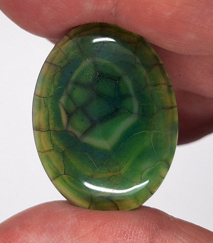 40x30mm Mossy Green Blue Dragon Vein Agate Cabochon Flat Back Oval S2214L