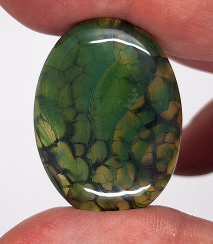40x30mm Mossy Green Blue Dragon Vein Agate Cabochon Flat Back Oval S2214M