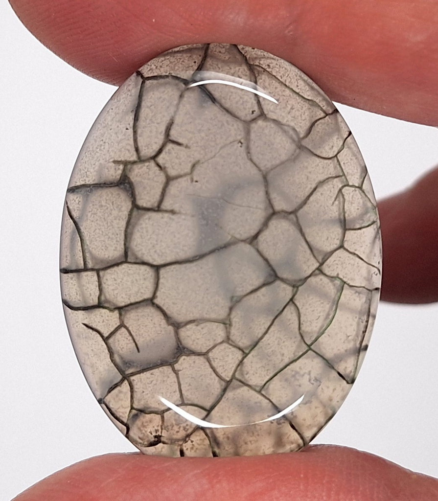40x30mm Mossy Green Blue Dragon Vein Agate Cabochon Flat Back Oval S2214N