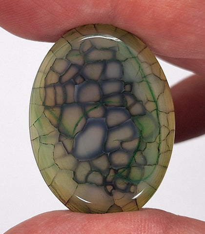 40x30mm Mossy Green Blue Dragon Vein Agate Cabochon Flat Back Oval S2214P