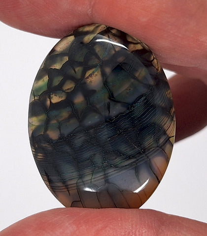 40x30mm Mossy Green Blue Dragon Vein Agate Cabochon Flat Back Oval S2214R
