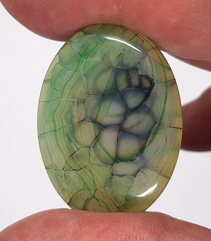 40x30mm Mossy Green Blue Dragon Vein Agate Cabochon Flat Back Oval S2214i