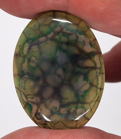 40x30mm Mossy Green Blue Dragon Vein Agate Cabochon Flat Back Oval S2214q