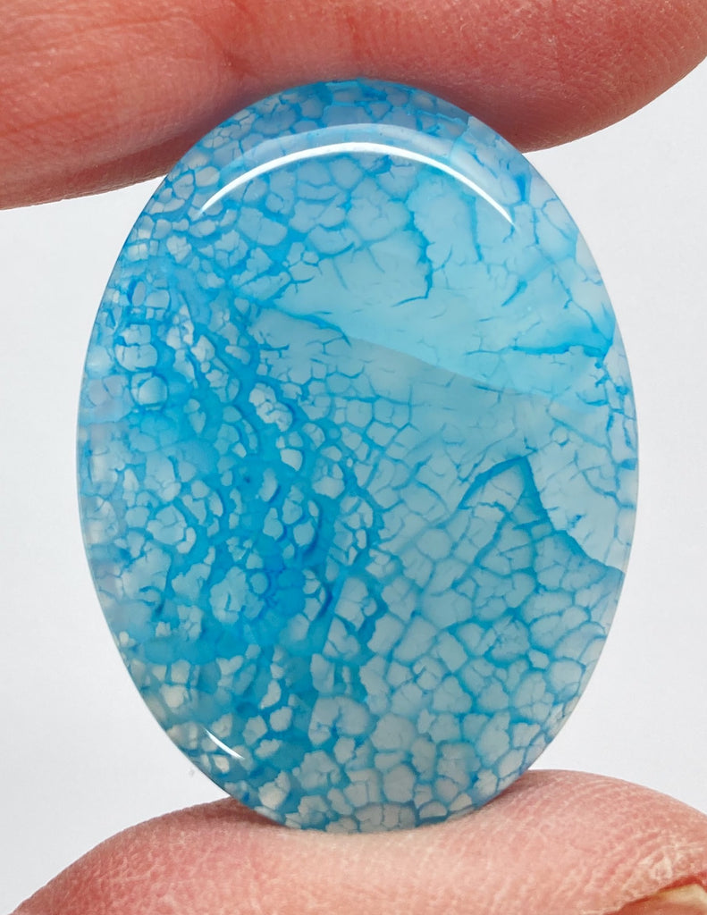 40x30mm Dyed Light Blue Crackle Agate Cabochon Flat Back Stone S2231A