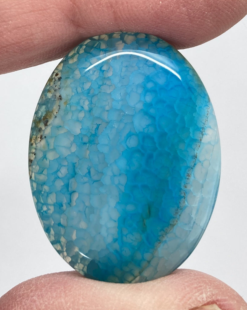 40x30mm Dyed Light Blue Crackle Agate Cabochon Flat Back Stone S2231B
