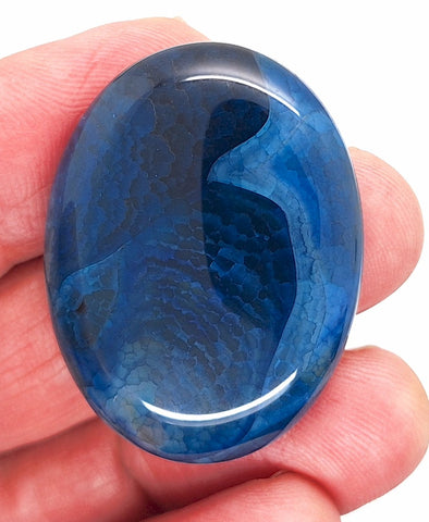 40x30mm Blue Crackle Agate Cabochon Flat Back Stone S2231B