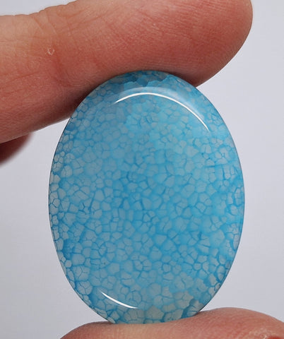 40x30mm Dyed Light Blue Crackle Agate Cabochon Flat Back Stone S2231B