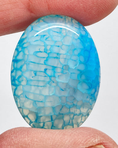 40x30mm Dyed Light Blue Crackle Agate Cabochon Flat Back Stone S2231C