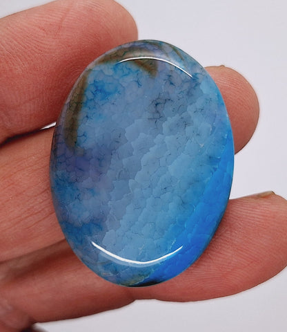 40x30mm Dyed Light Blue Crackle Agate Cabochon Flat Back Stone S2231D