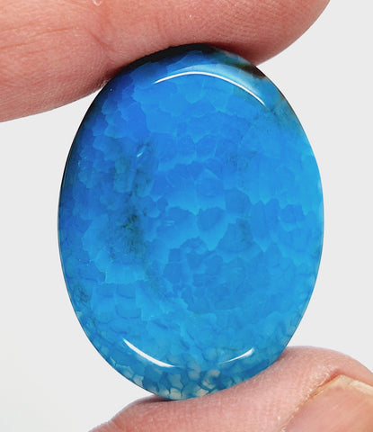 40x30mm Dyed Light Blue Crackle Agate Cabochon Flat Back Stone S2231E