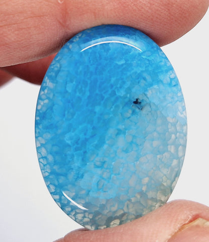 40x30mm Dyed Light Blue Crackle Agate Cabochon Flat Back Stone S2231F