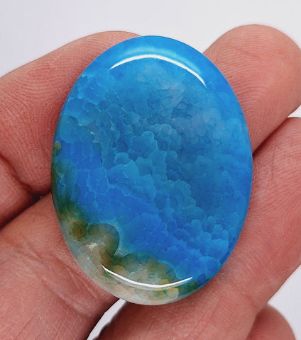 40x30mm Dyed Light Blue Crackle Agate Cabochon Flat Back Stone S2231G