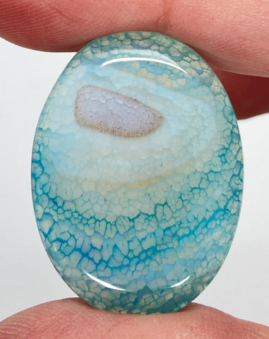 40x30mm Dyed Light Blue Crackle Agate Cabochon Flat Back Stone S2231G