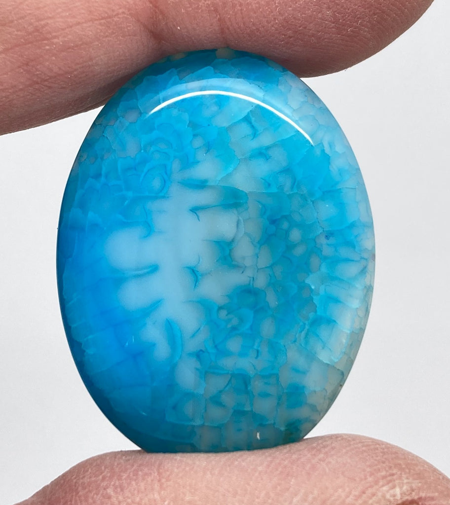 40x30mm Dyed Light Blue Crackle Agate Cabochon Flat Back Stone S2231H