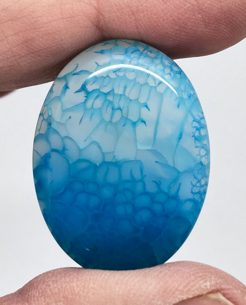 40x30mm Dyed Light Blue Crackle Agate Cabochon Flat Back Stone S2231K