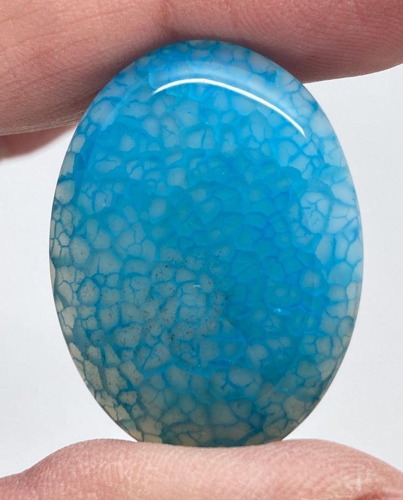 40x30mm Dyed Light Blue Crackle Agate Cabochon Flat Back Stone S2231L
