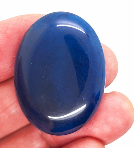 40x30mm Blue Crackle Agate Cabochon Flat Back Stone S2231S