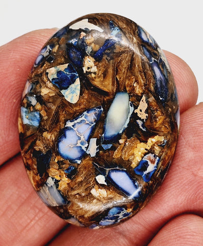 40x30mm Deep Blue Copper Matrix Collage Stone Oval Loose Cabachon Cab  S4000A