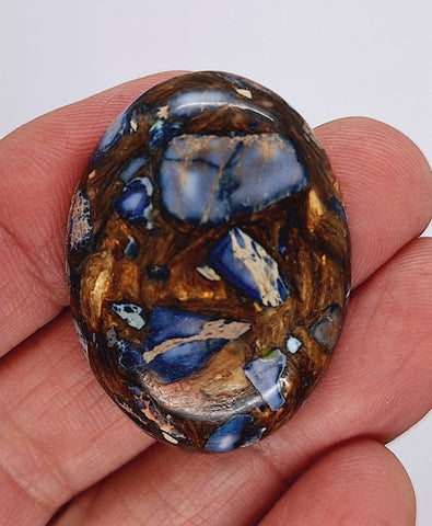 40x30mm Deep Blue Copper Matrix Collage Stone Oval Loose Cabachon Cab  S4000A