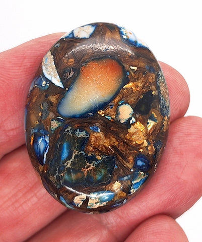 40x30mm Deep Blue Copper Matrix Collage Stone Oval Loose Cabachon Cab  S4000A