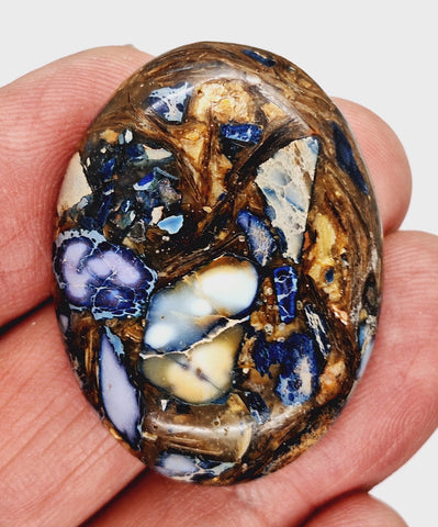 40x30mm Deep Blue Copper Matrix Collage Stone Oval Loose Cabachon Cab  S4000B