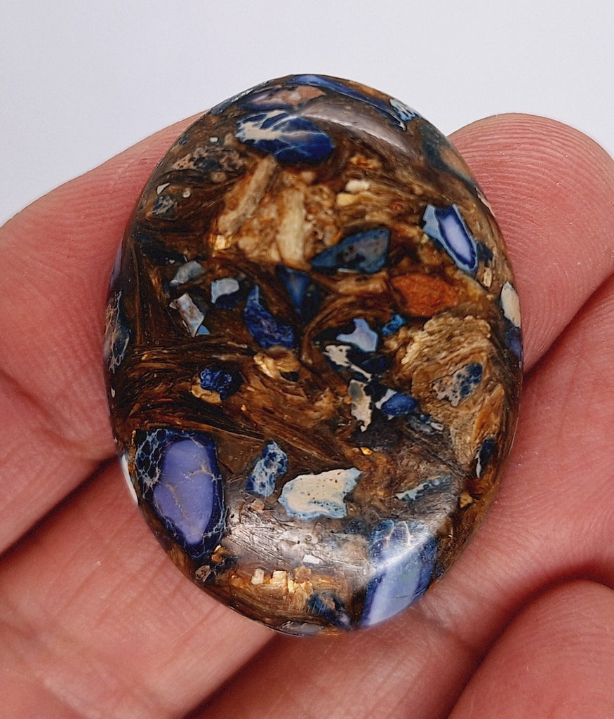 40x30mm Deep Blue Copper Matrix Collage Stone Oval Loose Cabachon Cab  S4000B